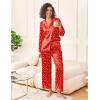 imageEkouaer Womens Silk Satin Pajama Sets 2 Piece Sleepwear Pjs Set Long Sleeve Button Down Top and Pants Stripe Loungewear SXXLChristmas Red