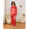imageEkouaer Womens Silk Satin Pajama Sets 2 Piece Sleepwear Pjs Set Long Sleeve Button Down Top and Pants Stripe Loungewear SXXLChristmas Teddy