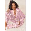 imageEkouaer Womens Silk Satin Pajama Sets 2 Piece Sleepwear Pjs Set Long Sleeve Button Down Top and Pants Stripe Loungewear SXXLPink Striped Teddy