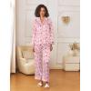 imageEkouaer Womens Silk Satin Pajama Sets 2 Piece Sleepwear Pjs Set Long Sleeve Button Down Top and Pants Stripe Loungewear SXXLPink Striped Teddy