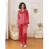 imageEkouaer Womens Silk Satin Pajama Sets 2 Piece Sleepwear Pjs Set Long Sleeve Button Down Top and Pants Stripe Loungewear SXXLRed Stripe