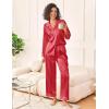 imageEkouaer Womens Silk Satin Pajama Sets 2 Piece Sleepwear Pjs Set Long Sleeve Button Down Top and Pants Stripe Loungewear SXXLRed Stripe
