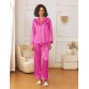 imageEkouaer Womens Silk Satin Pajama Sets 2 Piece Sleepwear Pjs Set Long Sleeve Button Down Top and Pants Stripe Loungewear SXXLRose Red Stripe