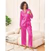 imageEkouaer Womens Silk Satin Pajama Sets 2 Piece Sleepwear Pjs Set Long Sleeve Button Down Top and Pants Stripe Loungewear SXXLRose Red Stripe