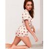 imageEkouaer Womens Silk Satin Pajamas Set Short Sleeve Sleepwear Button Down Loungewear 2 Piece Pjs Shorts Set S5X Plus SizeCherry Teddy Bear
