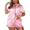 imageEkouaer Womens Silk Satin Pajamas Set Short Sleeve Sleepwear Button Down Loungewear 2 Piece Pjs Shorts Set S5X Plus SizeLight Pink