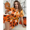imageEkouaer Womens Silk Satin Pajamas Set Short Sleeve Sleepwear Button Down Loungewear 2 Piece Pjs Shorts Set S5X Plus SizeOrange Halloween Print