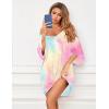 imageEkouaer Womens Sleepshirt Deep V Neck Nightgown Batwing Nightshirt Oversized SleepwearBlue Pink Tie Dye