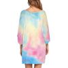 imageEkouaer Womens Sleepshirt Deep V Neck Nightgown Batwing Nightshirt Oversized SleepwearBlue Pink Tie Dye