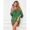 imageEkouaer Womens Sleepshirt Deep V Neck Nightgown Batwing Nightshirt Oversized SleepwearGreen Flower