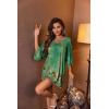 imageEkouaer Womens Sleepshirt Deep V Neck Nightgown Batwing Nightshirt Oversized SleepwearGreen Flower