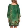 imageEkouaer Womens Sleepshirt Deep V Neck Nightgown Batwing Nightshirt Oversized SleepwearGreen Flower