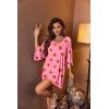 imageEkouaer Womens Sleepshirt Deep V Neck Nightgown Batwing Nightshirt Oversized SleepwearPink Strawberry