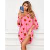 imageEkouaer Womens Sleepshirt Deep V Neck Nightgown Batwing Nightshirt Oversized SleepwearPink Strawberry