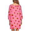 imageEkouaer Womens Sleepshirt Deep V Neck Nightgown Batwing Nightshirt Oversized SleepwearPink Strawberry