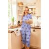 imageEkouaer Womens Sleepwear Capri Pajama Sets Short Sleeve TwoPiece Pjs V Neck Tops ampamp Capri Pants with Pockets S3XLBlue Butterflies