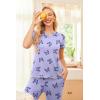 imageEkouaer Womens Sleepwear Capri Pajama Sets Short Sleeve TwoPiece Pjs V Neck Tops ampamp Capri Pants with Pockets S3XLBlue Butterflies