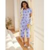 imageEkouaer Womens Sleepwear Capri Pajama Sets Short Sleeve TwoPiece Pjs V Neck Tops ampamp Capri Pants with Pockets S3XLBlue Butterflies