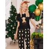 imageEkouaer Womens Sleepwear Capri Pajama Sets Short Sleeve TwoPiece Pjs V Neck Tops ampamp Capri Pants with Pockets S3XLGood Night Teddy Black