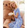 imageEkouaer Womens Sleepwear Capri Pajama Sets Short Sleeve TwoPiece Pjs V Neck Tops ampamp Capri Pants with Pockets S3XLGood Night Teddy Blue