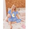 imageEkouaer Womens Sleepwear Capri Pajama Sets Short Sleeve TwoPiece Pjs V Neck Tops ampamp Capri Pants with Pockets S3XLGood Night Teddy Blue