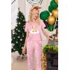 imageEkouaer Womens Sleepwear Capri Pajama Sets Short Sleeve TwoPiece Pjs V Neck Tops ampamp Capri Pants with Pockets S3XLGood Night Teddy Pink
