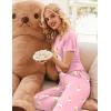 imageEkouaer Womens Sleepwear Capri Pajama Sets Short Sleeve TwoPiece Pjs V Neck Tops ampamp Capri Pants with Pockets S3XLGood Night Teddy Pink