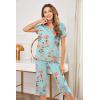 imageEkouaer Womens Sleepwear Capri Pajama Sets Short Sleeve TwoPiece Pjs V Neck Tops ampamp Capri Pants with Pockets S3XLGreen Little Flowers