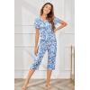 imageEkouaer Womens Sleepwear Capri Pajama Sets Short Sleeve TwoPiece Pjs V Neck Tops ampamp Capri Pants with Pockets S3XLMandala Cashew Nut Flower