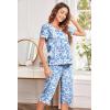 imageEkouaer Womens Sleepwear Capri Pajama Sets Short Sleeve TwoPiece Pjs V Neck Tops ampamp Capri Pants with Pockets S3XLMandala Cashew Nut Flower