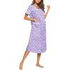 imageEkouaer Womens Snap Front Dusters Cotton Housecoat Short Sleeve Nightgown House Dress With PocketsPurple Dots