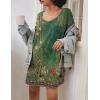 imageEkouaer Womens Tshirt Nightgown Cotton V Neck Sleepshirts Comfy Casual Nightshirt for WomenGreen Floral