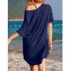 imageEkouaer Womens Tshirt Nightgown Cotton V Neck Sleepshirts Comfy Casual Nightshirt for WomenNavy Blue