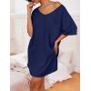 imageEkouaer Womens Tshirt Nightgown Cotton V Neck Sleepshirts Comfy Casual Nightshirt for WomenNavy Blue
