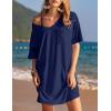imageEkouaer Womens Tshirt Nightgown Cotton V Neck Sleepshirts Comfy Casual Nightshirt for WomenNavy Blue