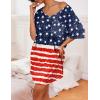 imageEkouaer Womens Tshirt Nightgown Cotton V Neck Sleepshirts Comfy Casual Nightshirt for WomenUs Flag