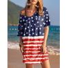 imageEkouaer Womens Tshirt Nightgown Cotton V Neck Sleepshirts Comfy Casual Nightshirt for WomenUs Flag