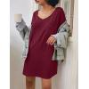 imageEkouaer Womens Tshirt Nightgown Cotton V Neck Sleepshirts Comfy Casual Nightshirt for WomenWine Red