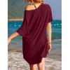 imageEkouaer Womens Tshirt Nightgown Cotton V Neck Sleepshirts Comfy Casual Nightshirt for WomenWine Red