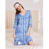imageEkouaer Zipper Robes for Women 34 Sleeves Lightweight House Coat Zip Up Bathrobe Soft Nightgown with Pockets S3XLBlue Pattern
