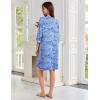 imageEkouaer Zipper Robes for Women 34 Sleeves Lightweight House Coat Zip Up Bathrobe Soft Nightgown with Pockets S3XLBlue Pattern