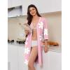 imageEkouaer Zipper Robes for Women 34 Sleeves Lightweight House Coat Zip Up Bathrobe Soft Nightgown with Pockets S3XLPink Floral