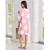 imageEkouaer Zipper Robes for Women 34 Sleeves Lightweight House Coat Zip Up Bathrobe Soft Nightgown with Pockets S3XLPink Floral
