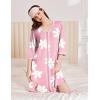 imageEkouaer Zipper Robes for Women 34 Sleeves Lightweight House Coat Zip Up Bathrobe Soft Nightgown with Pockets S3XLPink Floral
