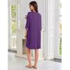 imageEkouaer Zipper Robes for Women 34 Sleeves Lightweight House Coat Zip Up Bathrobe Soft Nightgown with Pockets S3XLPurple