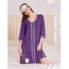 imageEkouaer Zipper Robes for Women 34 Sleeves Lightweight House Coat Zip Up Bathrobe Soft Nightgown with Pockets S3XLPurple