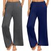 imageEkouaer 2 Pack Women Pajama Pants Soft Casual Pajama Bottoms Comfy Wide Leg Sleep Pants Pj Bottoms with PocketsDark Greynavy Blue
