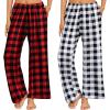 imageEkouaer 2 Pack Women Pajama Pants Soft Casual Pajama Bottoms Comfy Wide Leg Sleep Pants Pj Bottoms with PocketsRed Black Plaidblack White Plaid