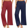 imageEkouaer 2 Pack Women Pajama Pants Soft Casual Pajama Bottoms Comfy Wide Leg Sleep Pants Pj Bottoms with PocketsWine Rednavy