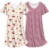 imageEkouaer 2 Pack Womens Nightgown Short Sleeve Nightshirts Comfy Soft Pajama Sleep DressCherrylove Leopard
